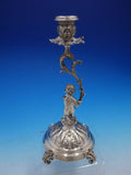 Italian 825 Silver Candlestick with Figural Cherub and Scrollwork (#4281)