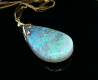 14k Gold Huge 50 Carat GIA Genuine Natural Opal Pendant with Blue-Green (#J5464)