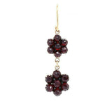 Genuine Natural Bohemian Garnet Rosette Drop Earrings (#J5507)