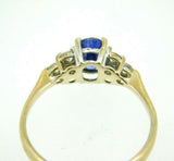 18k Yellow Gold 1 Carat Blue Genuine Natural Sapphire and Diamond Ring (#J5049)