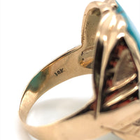 10k Gold Large 9.91ct Genuine Natural Turquoise and Diamond Men's Ring (#J6134)