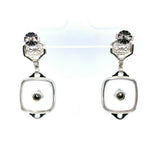 14k Gold Art Deco Filigree Genuine Natural Rock Crystal Quartz Earrings (#J5505)