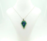 Sterling Intarsia Pendant with Genuine Natural Opal Inlay (#J5027)