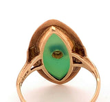 10k Yellow Gold Deco Genuine Natural Chrysoprase and Diamond Ring (#J4889)