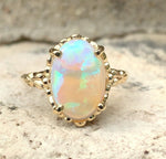 2.96ct Genuine Natural Opal 14k Yellow Gold Ring with Decorative Setting #J6080