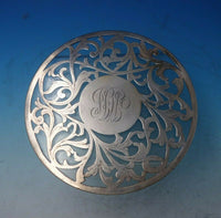 A. Stowell and Co Glass Trivet Plate w/ Sterling Silver Overlay 7" #A93 (#5431)