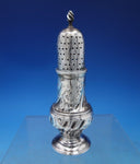English Georgian Sterling Silver Pepper Shaker Hand Engraved w/Flowers (#6819-2)