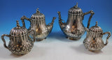 George Sharp Sterling Silver Tea Set 4pc with 3-D Cast Japanese Finials (#2264)