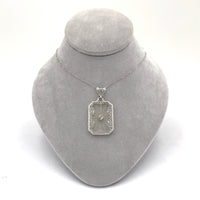 14k Gold Filigree Genuine Natural Rock Crystal Diamond Pendant w/ Chain (#J6500)