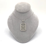 14k Gold Filigree Genuine Natural Rock Crystal Diamond Pendant w/ Chain (#J6500)
