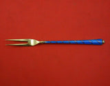 Egon Lauridsen Danish Sterling Silver Lemon Fork 2-Tine with Blue Enamel 4 1/8"