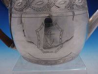 Georgian John Touliet English Sterling Silver Tea Pot Wood Handle (#4081)
