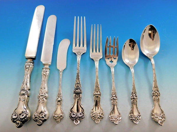 Majestic by Alvin Sterling Silver Flatware Set for 12 Dinner Service 98 Pieces