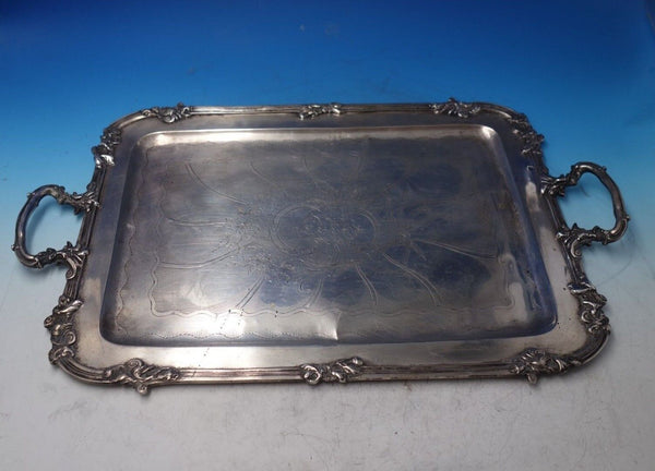Seligmann Austrian .800 Silver Tea Tray w/ Hand Engraved Flowers Leaves (#6066)