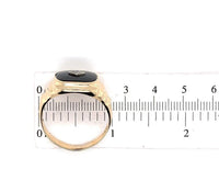 10k Yellow Gold Men's Genuine Natural Black Onyx and Diamond Ring (#J5594)