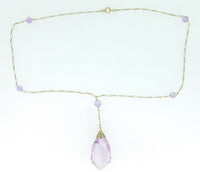 14k Gold Art Deco 68ct Genuine Natural Amethyst Necklace (#J4128)