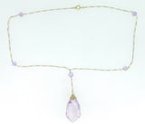 14k Gold Art Deco 68ct Genuine Natural Amethyst Necklace (#J4128)