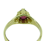 14k Yellow Gold Filigree Genuine Natural Ruby Ring (#J2642)