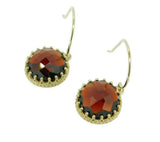 14k Yellow Gold Rose Cut 7 Carat Genuine Natural Garnet Earrings (#J2487)