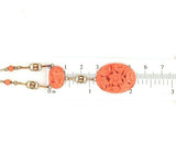 Art Deco Yellow Gold 14k Carved Genuine Natural Coral Necklace (#J5457)