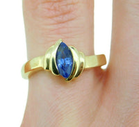 14k Yellow Gold Marquise .89ct Genuine Natural Sapphire Ring (#J537)