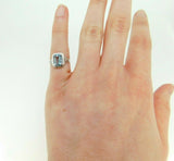 Art Deco 10K White Gold Filigree 1.34ct Genuine Natural Aquamarine Ring (#J4520)