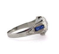 18k White Gold Art Deco .17ct Diamond Men's Ring Jewelry (#J5674)