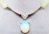 Genuine Natural Opal Necklace with Diamonds & 14k White Gold Clasp (#C3268)