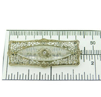 Deco 14k White Gold Filigree Genuine Natural Carved Rock Crystal Pin (#J4747)