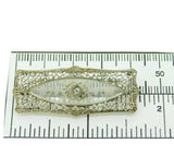 Deco 14k White Gold Filigree Genuine Natural Carved Rock Crystal Pin (#J4747)