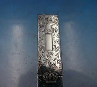 .950 Silver Lipstick Case with Crown and Mirror Hand Engraved 2 1/4" (#6808)