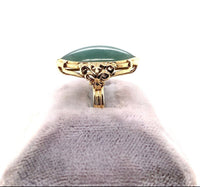 14k Yellow Gold Ming's Jadeite Jade Ring with GIA Report (#J5663)