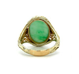 14k Yellow Gold Arts and Crafts Jade Ring Handmade (#J5447)