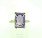 Deco 18K White Gold Genuine Natural Amethyst Cameo Ring (#J2656)