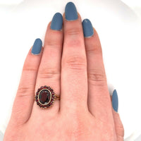 10K Yellow Gold Vintage Genuine Natural Garnet Cocktail Ring (#J5554)