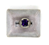 14k White Gold Art Deco Filigree 2.87ct Genuine Natural Amethyst Ring (#J5334)