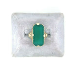 14k Yellow Gold Genuine Natural Chrysoprase Green Onyx Filigree Ring (#J5358)