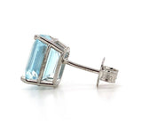 Platinum 4.96ct Genuine Natural Aquamarine Stud Earrings Jewelry (#J5698)