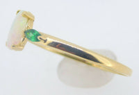 14k Gold .42ct Opal Ring with Synthetic Emeralds (#J4055)