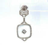 14k Gold Art Deco Filigree Genuine Natural Rock Crystal Quartz Earrings (#J5505)