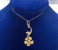 10K Yellow Gold Seed Pearl Flower Lavaliere Pendant (#J5542)