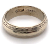 14k White Gold Wide Engraved Wedding Band Ring Size 8.5 Jewelry (#J5895)