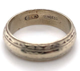 14k White Gold Wide Engraved Wedding Band Ring Size 8.5 Jewelry (#J5895)