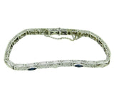 14k White Gold Filigree Diamond Sapphire Bracelet (#J4707)