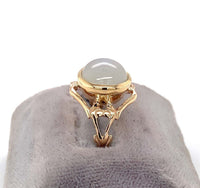 10k Yellow Gold 5 Carat Cat's Eye Genuine Natural Moonstone Ring (#J5670)