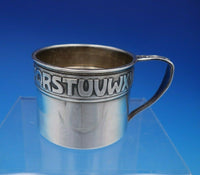 Sterling Silver Baby Cup w/ ABC Border Pierced Rabbit Bunny Handle #5930 (#4630)