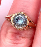 10k Yellow Gold Filigree 1.14ct Genuine Natural Aquamarine Ring (#J4354)
