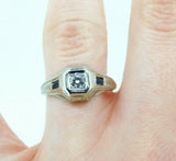 18k White Gold Diamond and Sapphire Men's Ring (#J729)