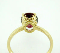 14k Yellow Gold Concave Cut 3 Carat Genuine Natural Garnet Ring (#J4419)