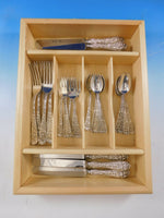 Rose by Stieff Sterling Silver Flatware Set Service 30 pieces Repousse Dinner